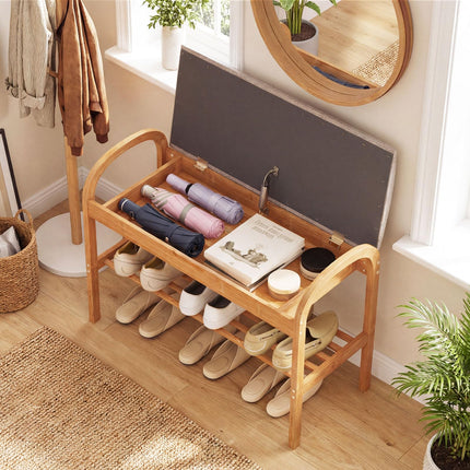 Dreamade Shoe Bench with Flip-Top Storage for Hallway