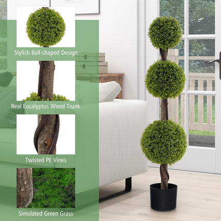 Dreamade 4ft Artificial Boxwood Topiary Ball Tree, Faux Potted Plants Cypress Tree with Weighted Pot