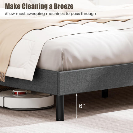 Dreamade Queen Bed Frame Linen Upholstered Platform Bed with Button Tufted Headboard
