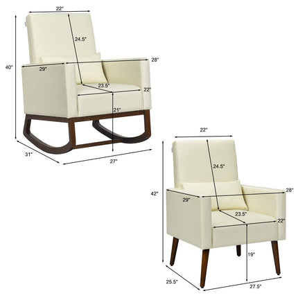 Dreamade Upholstered Rocking Chair, Modern High Back Armchair