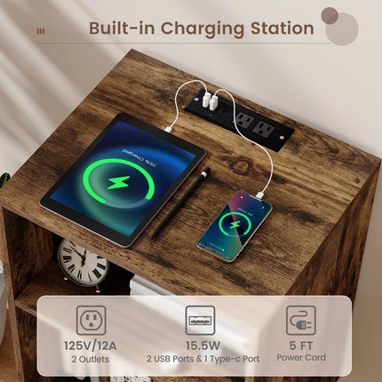 Dreamade Record Player Stand with Charging Station