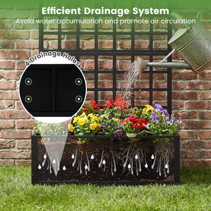 Dreamade 36" x 16" x 77" Metal Raised Garden Bed with Trellis