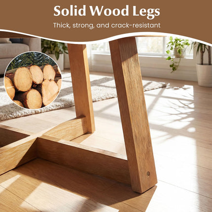 Dreamade 30" Wood Center Table with Thickened Tabletop & Cross-Shaped Pine Wood Frame