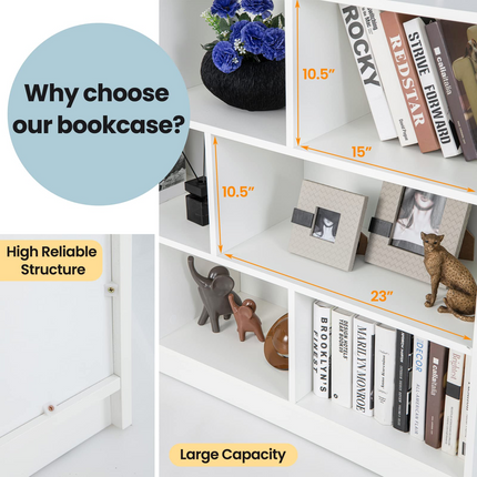 8 Cube Bookcase, Freestanding 3-Tier Open Bookshelf - Dreamade