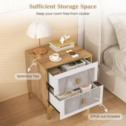 Dreamade Modern Nightstand with 2 Drawers