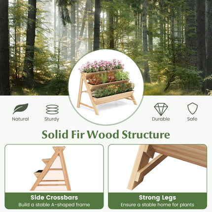 Dreamade 3-Tier Raised Garden Bed, Wooden Vertical Planter Box with Storage Shelf