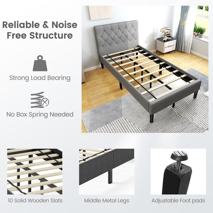 Dreamade Twin Size Upholstered Bed Frame