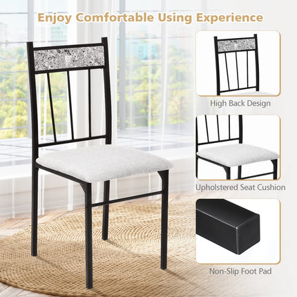 5 Pieces Faux Marble Dining Set Table with Solid Steel Frame
