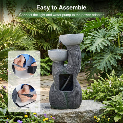 Dreamade 3-Tier Outdoor Water Fountain with Lights
