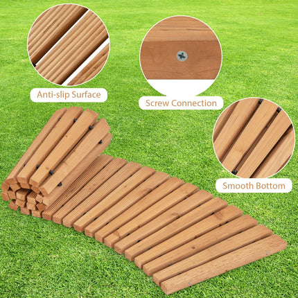 Dreamade Garden Pathway Roll Up - 7ft Curved Wood Walkway 17 inch Width