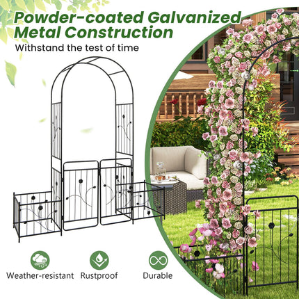 Dreamade Garden Arch with Planter - 87 inch Metal Garden Arbor with Gate