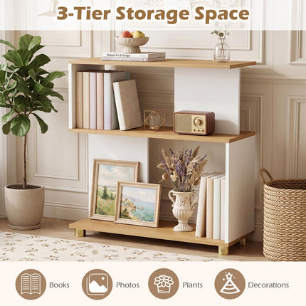 Dreamade 3-Tier Geometric S Shaped Bookcase with Open Storage Shelves (1/2)