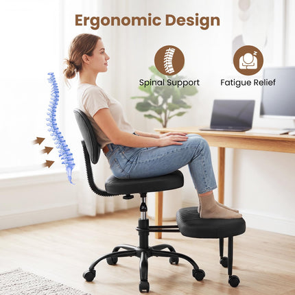 Dreamade Ergonomic Criss Cross Meditation Office Chair with Wheels