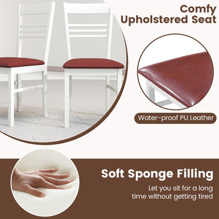 Dreamade Wooden Dining Chairs Set of 2/4 Armless Kitchen Chairs w/Slat Backrest