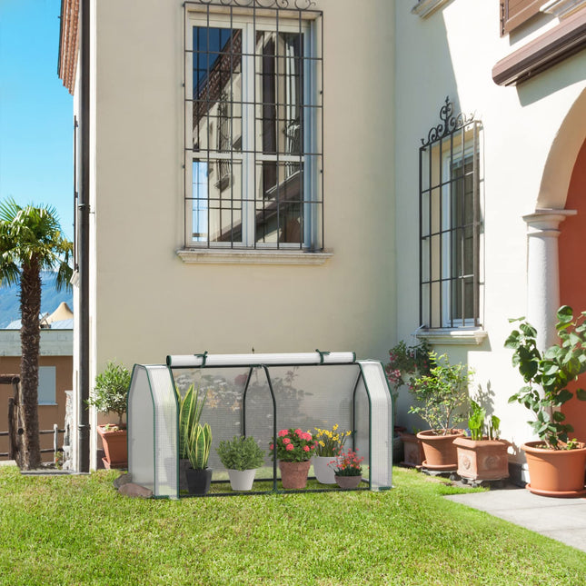 Dreamade Mini Portable Greenhouse - for Raised Garden Bed, 47.5”x 21.5”x 24” Green House with PE Cover Zipper Door