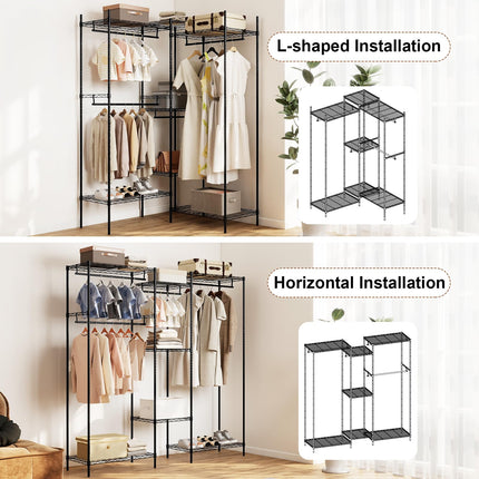 Dreamade Convertible Clothes Organizer with L-shape & Horizontal Installation