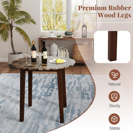 Dreamade 35” Round Dining Table - Kitchen Table with Rubber Wood Legs