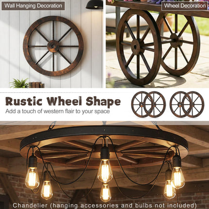 Dreamade 24-Inch Wagon Wheels 2/4 Pieces Carbonized Solid Fir Wood