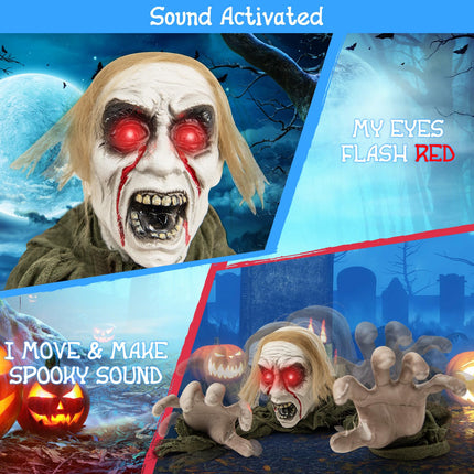 Dreamade Halloween Skeleton Groundbreaker Decoration, Sound-Actived Halloween Party Decoration