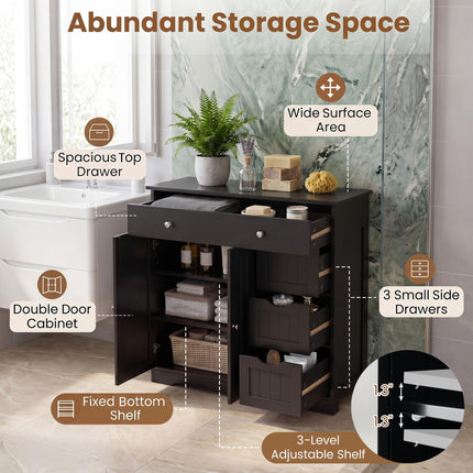 Dreamade Bathroom Storage Cabinet with 4 Drawers and 2 Doors