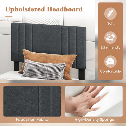 Dreamade Queen/Full/Twin Size Modern Upholstered Platform Bed Frame with Vertical Channel Tufted Headboard