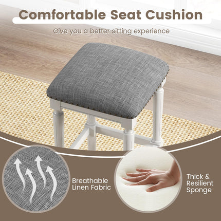 Dreamade Bar Stools Set of 2, 3-Height Adjustable 19"/27"/31" Wood Barstools with Padded Seat