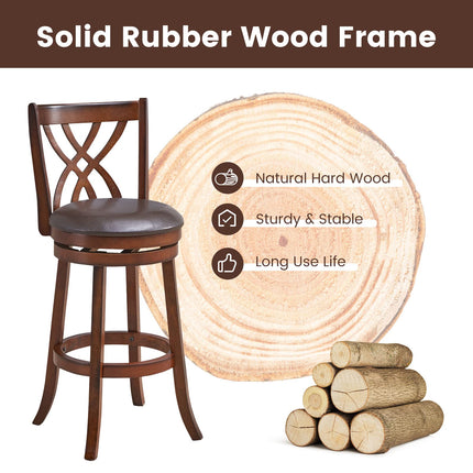 Dreamade Brown Bar Stools PU Leather Cushioned Seat and Footrests, for Kitchen Island