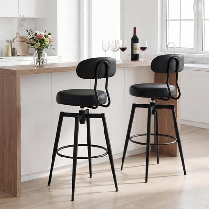 Dreamade Swivel Barstools Set of 2/4 Faux Leather 31 Inch Bar Height Stools w/Upholstered Seat & Back