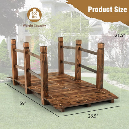 Dreamade 5 ft Garden Bridge - Stained Wood Arc Footbridge Walkway