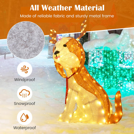 Dreamade Lighted Christmas Dog, Indoor Outdoor Puppy Decoration w/LED Lights