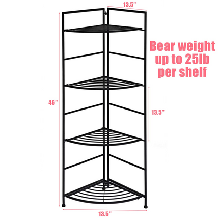 Dreamade Folding Metal Plant Rack, 4 Tiers Corner Shelf Plant Stand