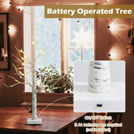 Dreamade 2FT Lighted Birch Tree, Artificial Small Tree White Christmas Tree - DreamadeUS