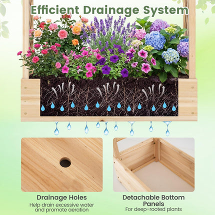 Dreamade Wooden Raised Garden Bed with Trellis & Hanging Roof