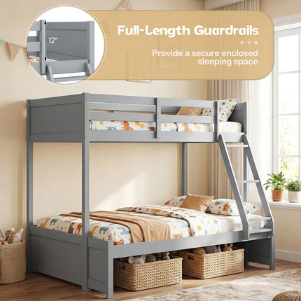 Dreamade Twin Over Full Bunk Bed Wood Bunk Bed