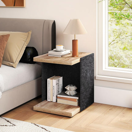 Dreamade 2-Tier Sofa Side Table with Open Storage Shelf