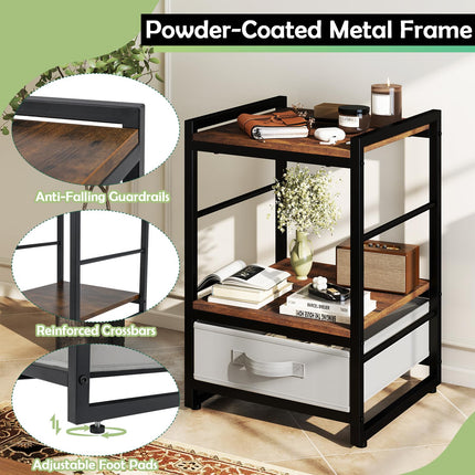Dreamade Industrial Nightstand with Storage Drawer for Bedroom