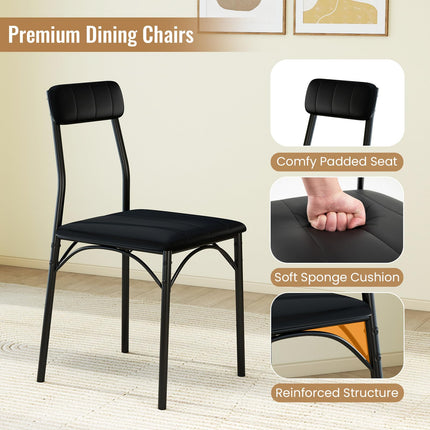 Dreamade 3-Piece Dining Table Set Square Kitchen Table with 2 Upholstered Armless Chairs