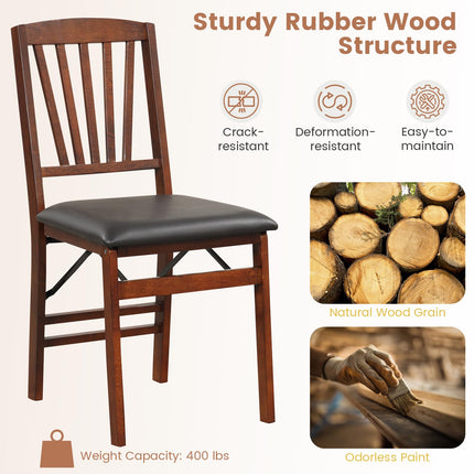 Dreamade Folding Dining Chairs Set | Foldable Wood Kitchen Chairs with Padded Seat (2/4)