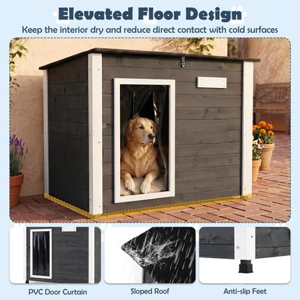 Dreamade Wooden Dog House with Openable Asphalt Roof
