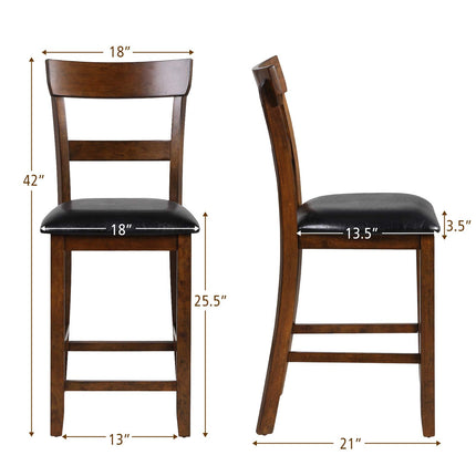 Dreamade 25.5-Inch Counter Height Chair with Backrest, Foam-Padded Cushion, Rubber Wood Legs