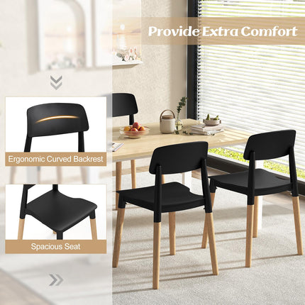 Dreamade Wooden Dining Chairs Set of 4, Modern Dining Side Chairs Set w/Ergonomic Backrest, Wide Seat & Sturdy Wooden Legs