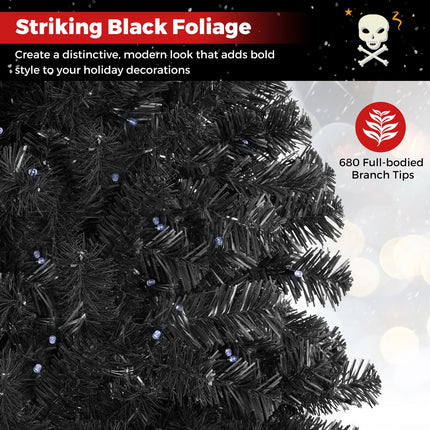 DREAMADE 6/7 ft Prelit Black Christmas Tree