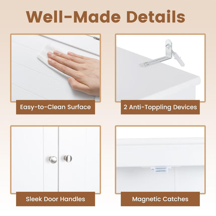 Dreamade White Over The Toilet Storage Cabinet Freestanding Bathroom Organizer