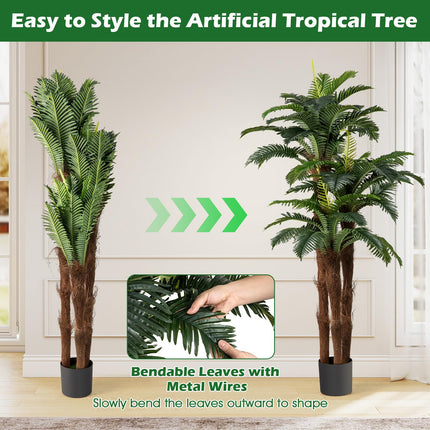 Dreamade 6.3 ft Tall Fake Tropical Plant with 45 + 3 Adjustable Leaves 3 Real Barks & Moss (2 Pack)