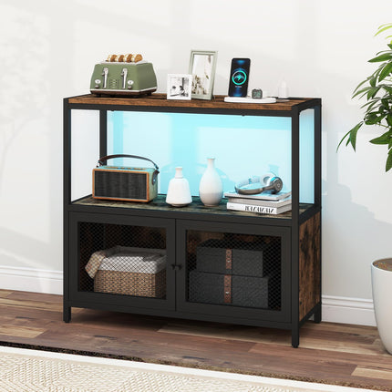 Dreamade Wine Cabinet with LED Lights for Kitchen Living Room