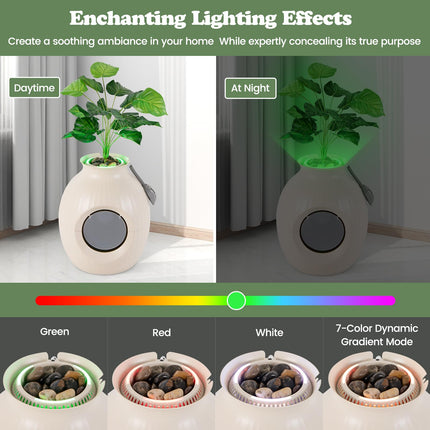 Dreamade Cat Litter Box Plant - Hidden Litter Box Furniture with Lights