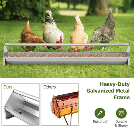 Dreamade Chicken Feeding Trough 45" Long - Heavy Duty Galvanized Steel Chicken Feeder