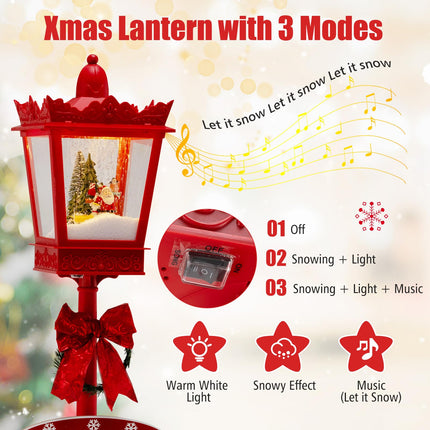 Dreamade 8 ft Musical Christmas Streetlight w/Warm White LED Lights Snowy Effects Santa Scene