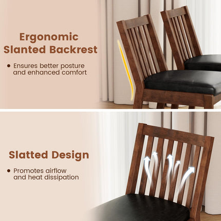 Dreamade PU Leather Upholstered Kitchen Chairs w/Rubber Wood Frame Padded Seat