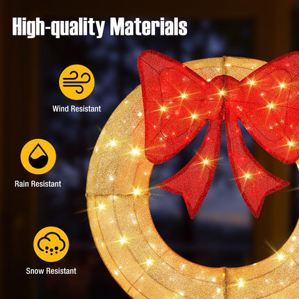 Dreamade 48 Inch Pre-Lit Christmas Wreath, Indoor/Outdoor Xmas Decoration with 200 LED Lights